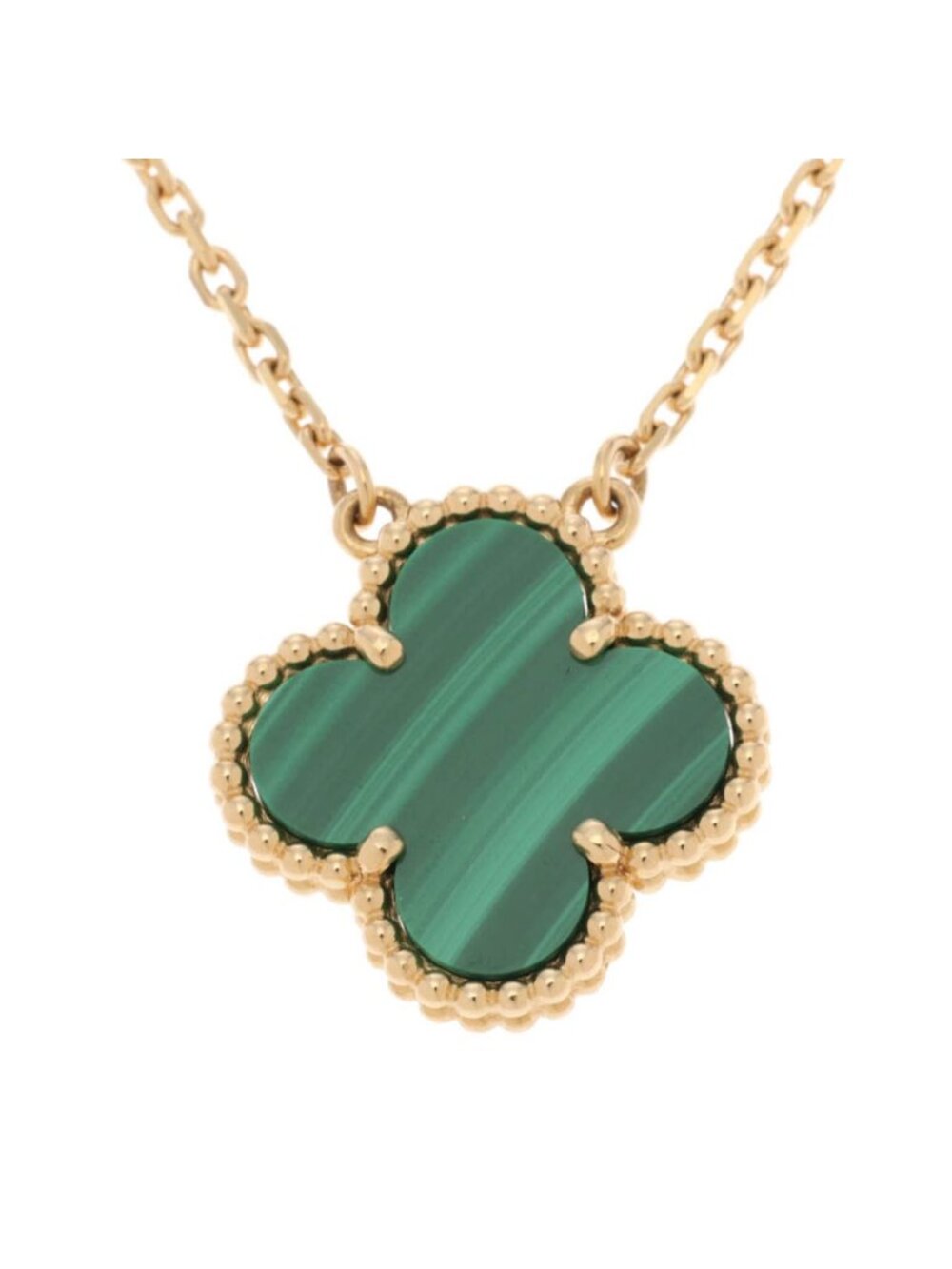Van Cleef & Arpels Vintage Alhambra NC Malachite Necklace 18k Yellow Gold 18k